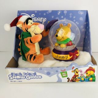 Disney Plush Pooh And Tigger Animated Singing Snow Globe By Gemmy Christmas