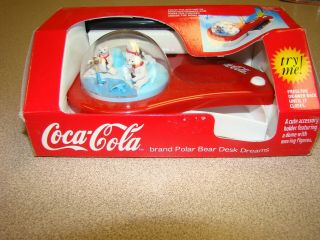 Vintage Nib Coca Cola Polar Bear Desk Dreams - Desk Pen,  Paper Clip Holder