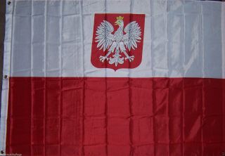 Huge 4x6 Ft Old Poland With Eagle Flag