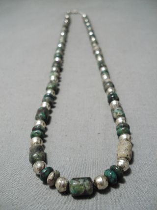 Incredible Vintage Navajo Tube Royston Turquoise Sterling Silver Necklace Old