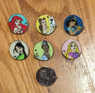 Disney Pin Wdw 2019 Hidden Mickey Princesses Complete Set With Chaser Pin