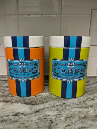 Jonathan Adler Happy Chic 6 " Carbs & Calories Canister Set