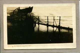 Postcard Wwi U.  S.  Navy Ship Deserted Quarter Deck Rough Seas Rppc 1814n