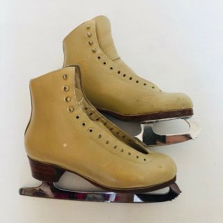 Vtg Riedell Red Wing Minnesota Figure Skates Size 6 Womens Tan Onyx Quest Blades