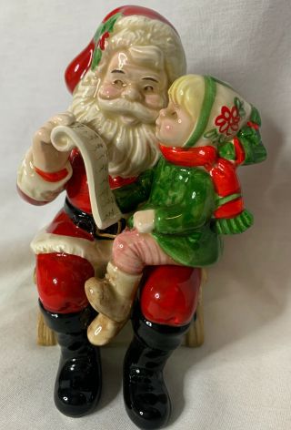 Otagiri Japan Santa Claus Is Coming To Town Ceramic Music Box Child Christmas