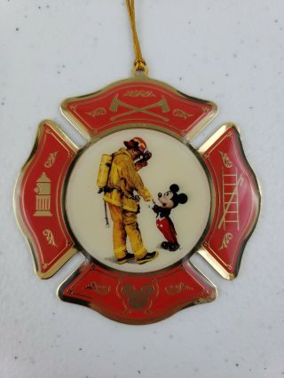 Disney Mickey Mouse & The Firefighter Fireman Christmas Tree Ornament Fire Dept
