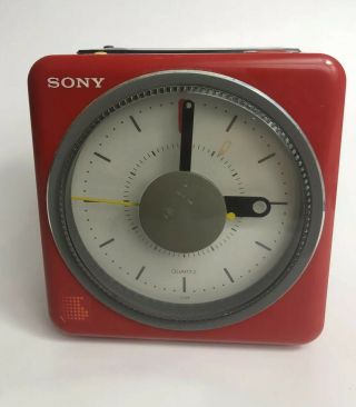 Sony Icf - A10w Beatles Here Comes The Sun Vintage 80s Clock Radio Cube - Red
