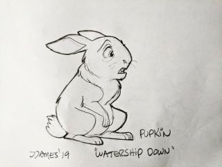 WATERSHIP DOWN Pupkin Signed JAMES ARTIST Hand Drawn Cartoon Art 8 