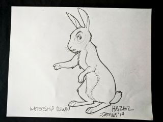 Hazel Watership Down Signed James Artist Hand Drawn Cartoon Art 8 " X11 "