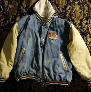 Tigger Disney Store Vintage Denim Varsity Bomber Jacket Large L Mickey Men 90s