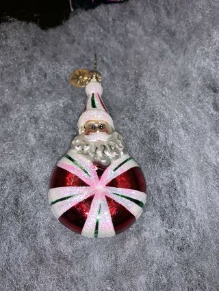 Christopher Radko Santa Swirl Peppermint Christmas Ornament Little Gem