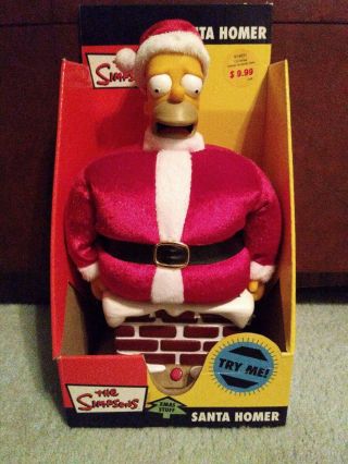 The Simpsons Santa Homer - Talking Santa In Chimney - 2004 Fox Gemmy Nib Xmas