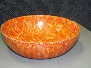 Vintage Melmac Orange Flame Splatter Serving Bowl Boonton Boontonware