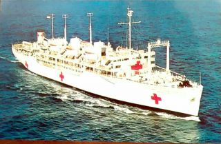 Vintage Naval Postcard - U.  S.  S.  Repose Ah - 16.  Hospital Ship Underway View