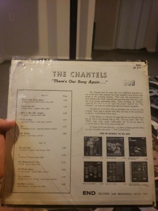 Chantels - There ' s Our Song Again Vinyl MONO LP record NM/EX 3