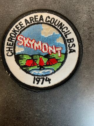 1974 Camp Cherokee Patch Bsa Cherokee Area Council Charter Camper Skymont