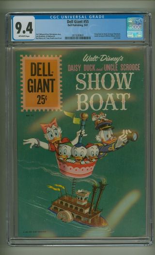 Dell Giant 55 (cgc 9.  4) O/w Pgs; Daisy Duck And Uncle Scrooge Showboat (c 23629)