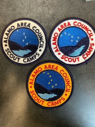 3 Older Alamo Area Council Scout Camp Patches Bsa
