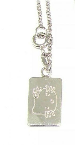 Hello Kitty Necklace Sterling Silver 2 Sided Picture Pendant Sanrio