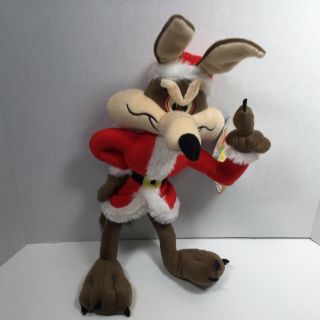 Looney Tunes Wile E Coyote Christmas Santa Claus Plush Doll With Tags 18”