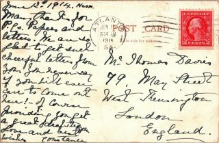 He ' s in Henen Postcard RPPC Black Americana Hand Colored Card Posted 1914 U611 2
