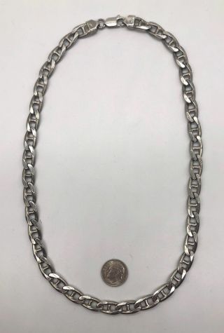 Vtg 925 Sterling Silver 24 " Mens Anchor/marine Link Bracelet Made In Italy - - 69g
