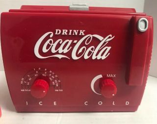 Coca Cola Mini Cooler Radio Am/ Fm Radio W/ Tv 1 & Tv 2,  Weather Bands,  Nib