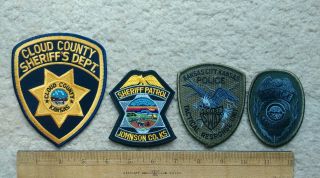 4 Kansas Sheriff & Police Patches Cloud & Johnson Co. ,  & 2 Kansas City Swat