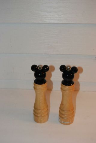 Disney Mickey Head Ears Wood Salt Pepper Shakers Grinders