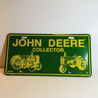 John Deere License Plate Collector Tractor Vanity Type Wall Hanger Green