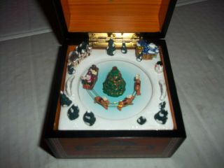 Mr.  Christmas Mini Animated Music Box Santa Reindeer Village Plays Jingle Bells