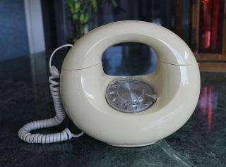 Rare Vintage Western Electric Art Deco Donut Shaped Cream Rottary Phone