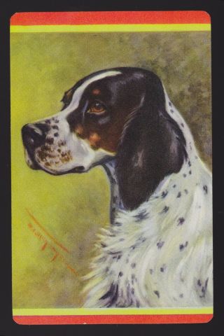 1 Single Vintage Swap/playing Card Dog English Setter Artist Signed Megargee