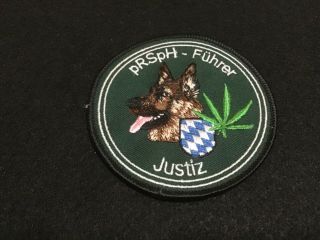 German Justiz Police K9 Patch Drug Marijuana Dog From Germany Diensthundefürer