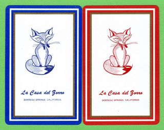 2 Single Vintage Playing/swap Cards Animals Fox Advert La Casa Del Zorro A18