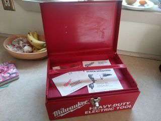 Milwaukee Screw - Shooter 6750 - 1,  Vintage Metal Heavy Duty Electric Tool Box,  bits 2