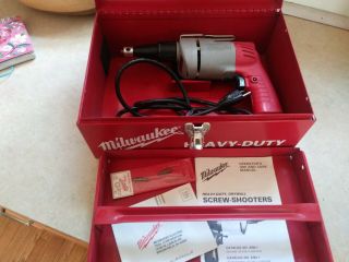 Milwaukee Screw - Shooter 6750 - 1,  Vintage Metal Heavy Duty Electric Tool Box,  bits 3