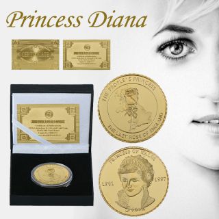 Wr Remember Princess Diana Gold Coin Gift Box Set Rose Of England Gift For Her