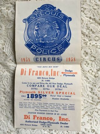 1958 St Louis Police Circus Program