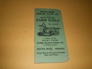 South Bend Indiana Chilled Plow Co Farm Tools Memo Booklet Sulky Steel Plows