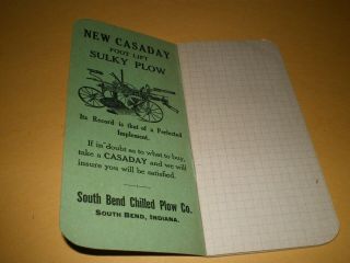South Bend Indiana Chilled Plow Co Farm Tools Memo Booklet Sulky Steel Plows 3