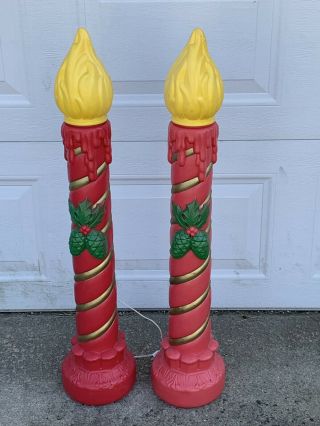 Vintage Christmas Candle Blow Mold Light Grand Venture Outdoor 37 " W/ Lights