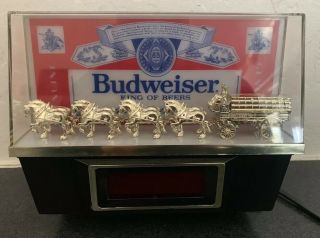 Vintage 1986 Budweiser Clydesdale Horses Beer Tavern Bar Top Digital Clock