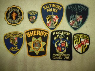 8 Different Maryland Police & Sheriff Patches
