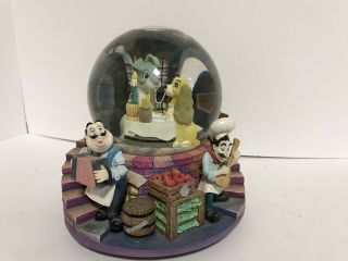 Disney Lady And The Tramp Snow Globe Musical Bella Notte Lighted