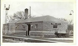 Pine City Minnesota Real Photo Postcard Northern Pacific Depot Station Rppc