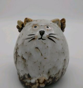 Fatty Catty Pottery Cat Money Box Bank Mottled Lava Glaze Kitty Cat Wings