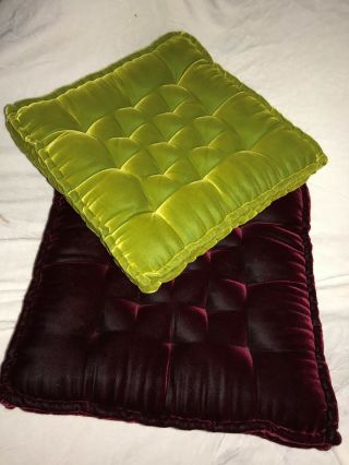 Retro Vintage Square Velvet Tufted Pillows (set Of Two)