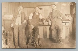 Railroad Worker Men York Central Railroad Lines Map Rppc Wolcott Ny? Photo