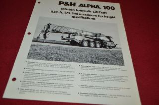 P&h Harnischfeger Alpha 100 Crane Dealer 